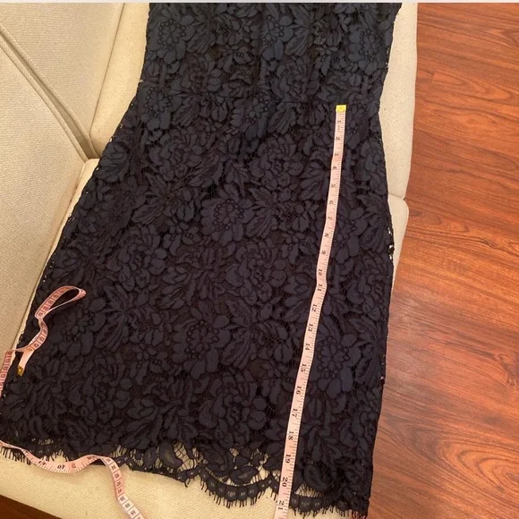 Banana Republic Navy Lace Sheath Dress Size 4 Elegant Cocktail Wedding Guest - Picture 9 of 10